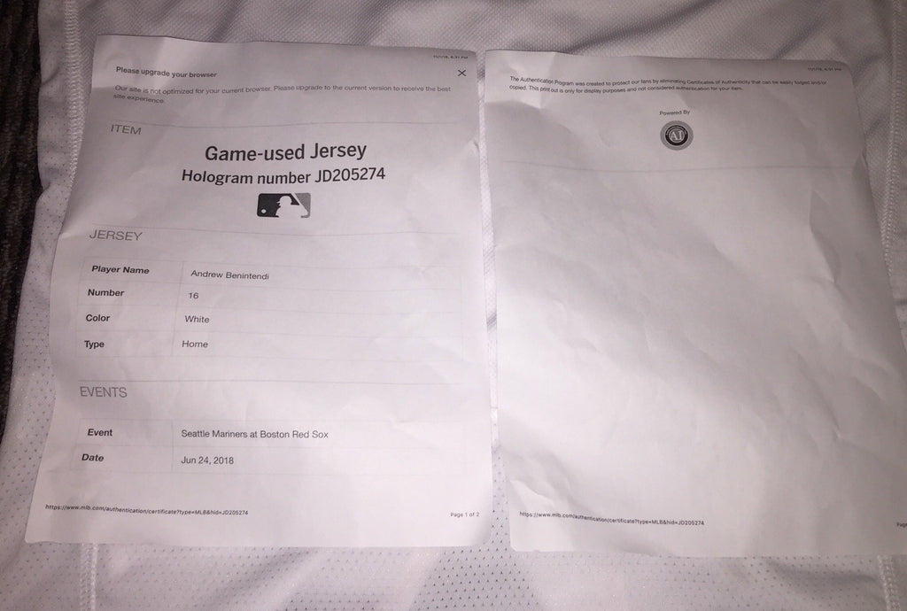 Andrew Benintendi Boston Red Sox Game Used Worn Jersey MLB Auth 2018 WS Season
