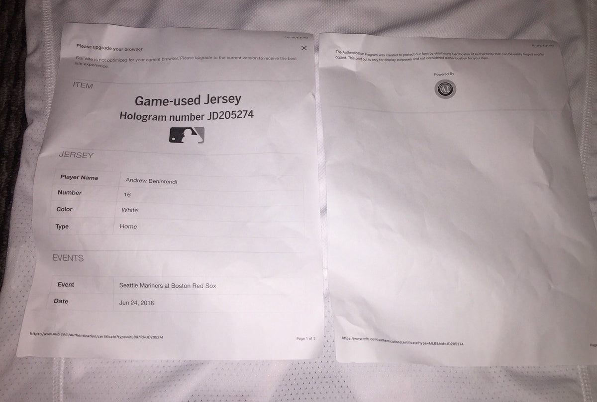 Andrew Benintendi Boston Red Sox Game Used Worn Jersey MLB Auth 2018 WS Season
