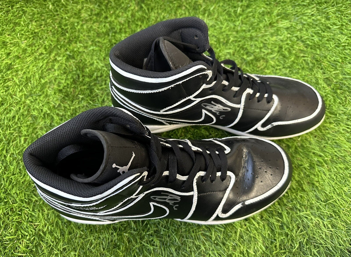 Jonathan India Cincinnati Reds Game Used Cleats Jordan 1’s Black/White 2023 MLB