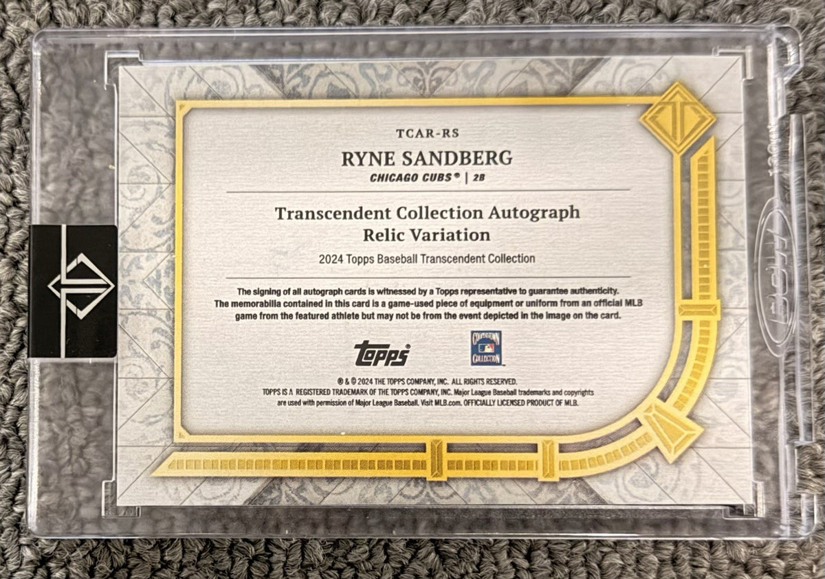 Ryne Sandberg Topps Transcendent 2024 Baseball Card TCAR-RS Signed #’ed 9/25