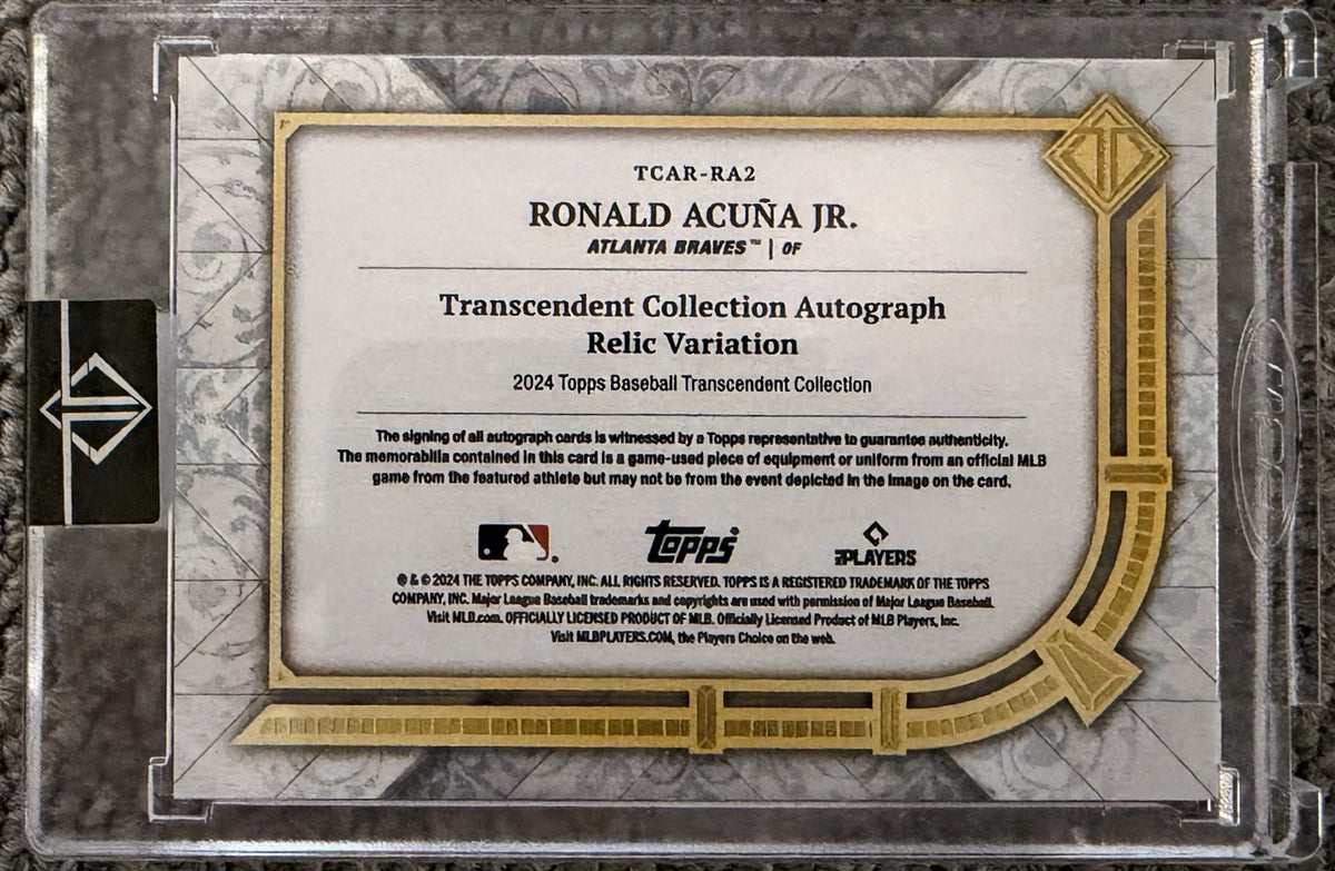 Ronald Acuna Jr. Topps Transcendent 2024 Baseball Card TCAR-RA2 Auto #’ed 9/25