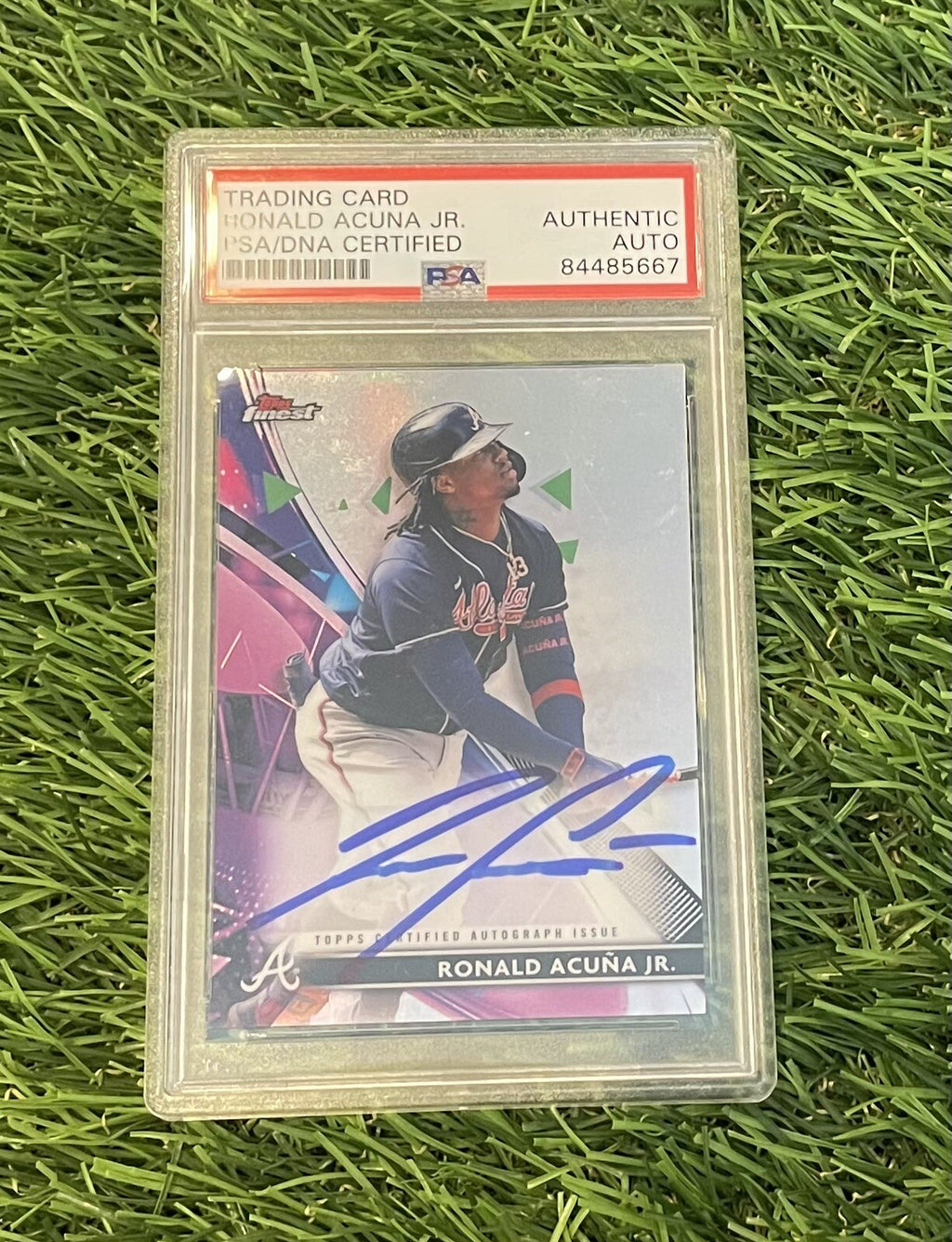 Ronald Acuna Jr. Signed 2021 Topps Finest #FA-RAJ Auto PSA