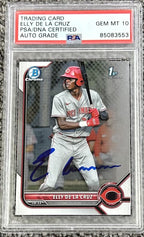 Elly De La Cruz 2022 1st Bowman Chrome Signed Card  #BCP-50 PSA/DNA 10