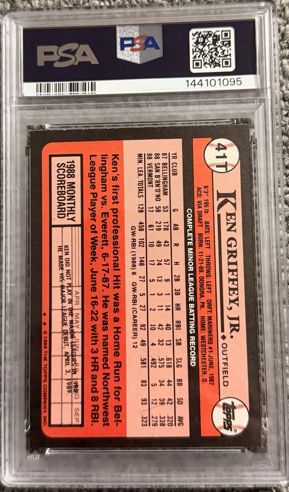 Ken Griffey Jr. 1989 Topps Traded #41T Signed Rookie Baseball Card PSA 10 Auto