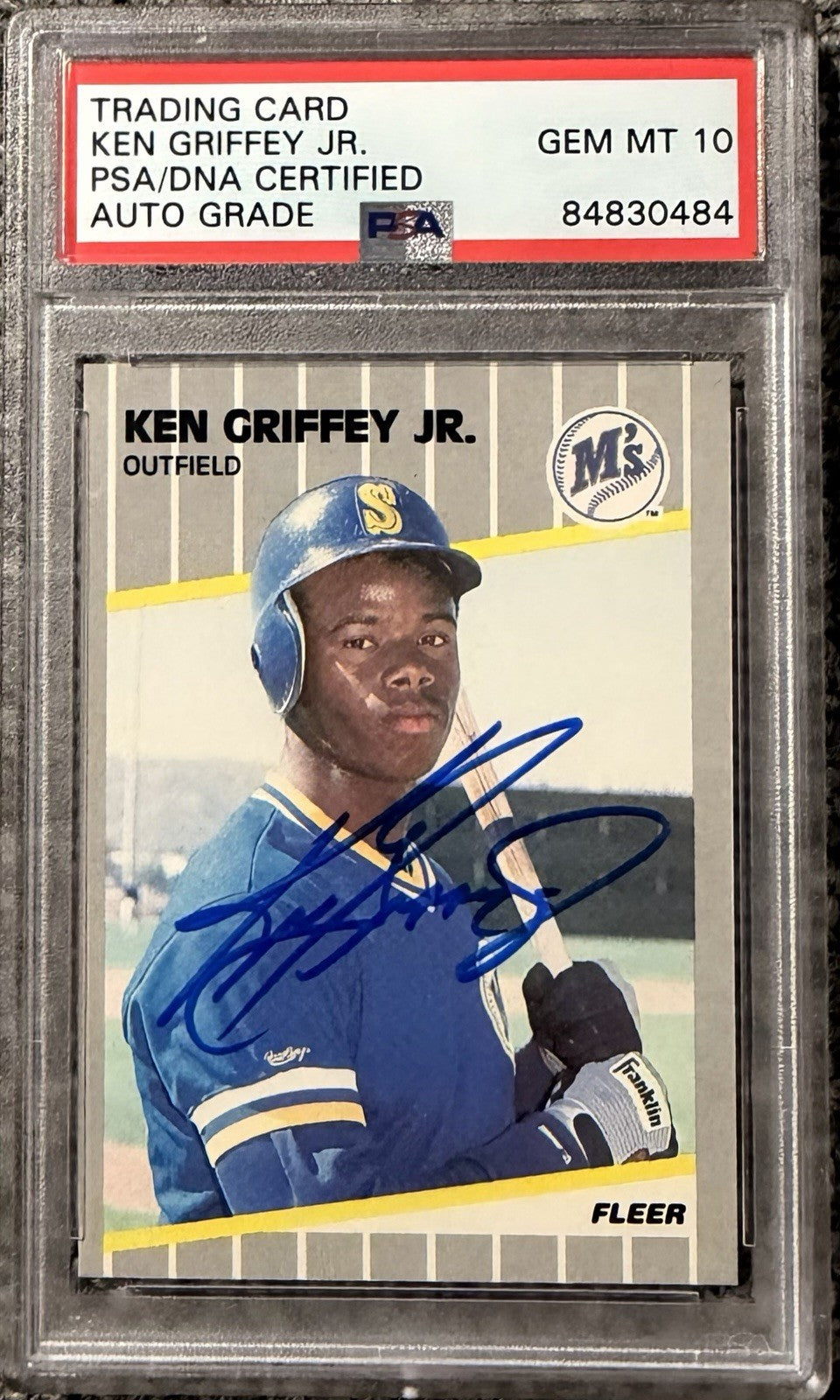 Ken Griffey Jr. 1989 Fleer #548 Signed Rookie Baseball Card Auto PSA/DNA 10