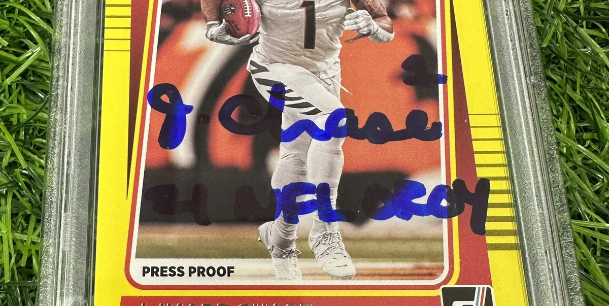 Jamarr Chase Donruss Rated Rookie 262 Football Card Signed PSA 10 Press Proof