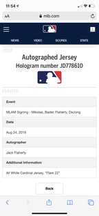 Jack Flaherty St. Louis Cardinals Signed Players Weekend Jersey 2019 MLB Auth