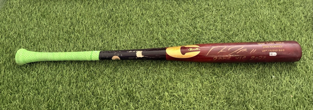 Jose Ramirez Cleveland Guardians Game Used Bat 2022 Signed MLB Auth Hit 1060 LOA