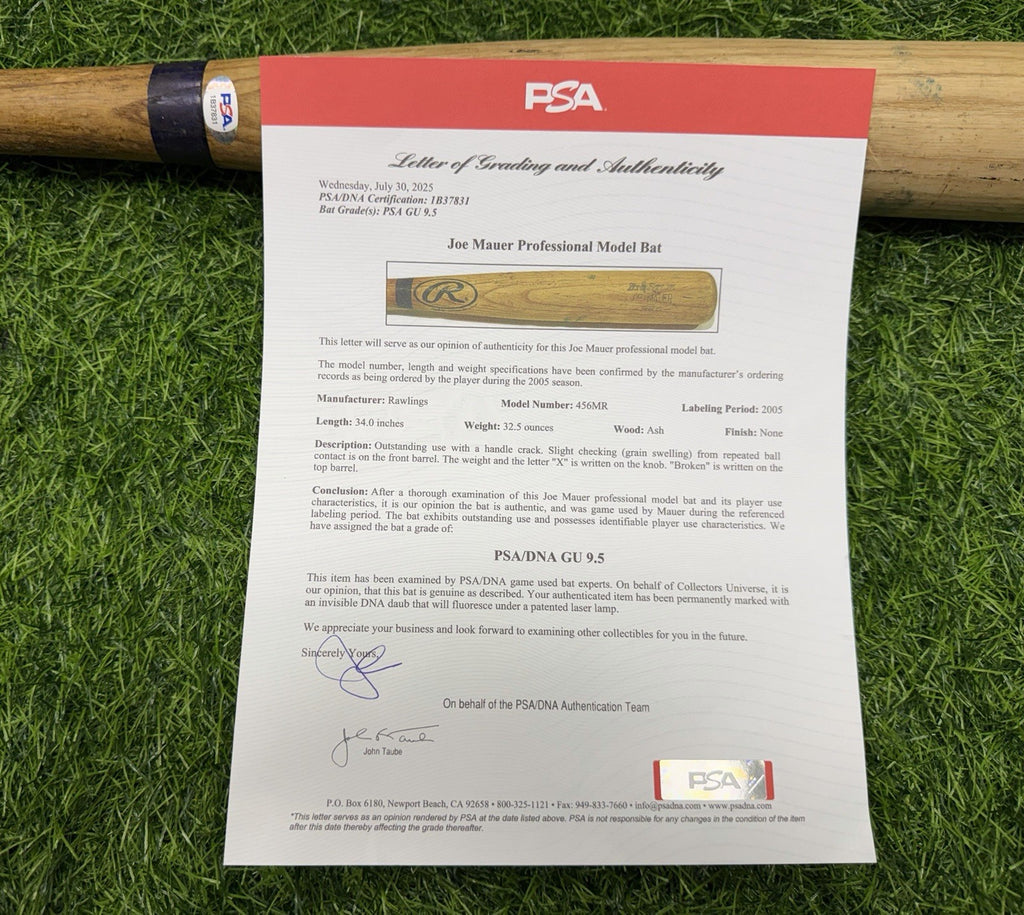 Joe Mauer Minnesota Twins Game Used Bat 2005 PSA/DNA GU 9.5 2nd Season