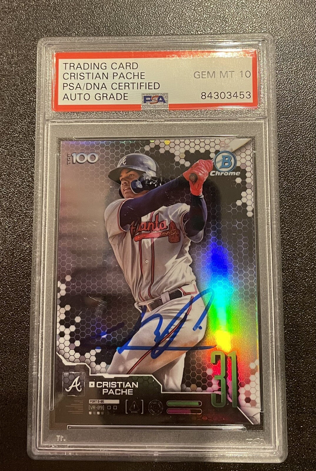 Cristian Pache Atlanta Braves Bowman Chrome BTP-31 Auto PSA 10
