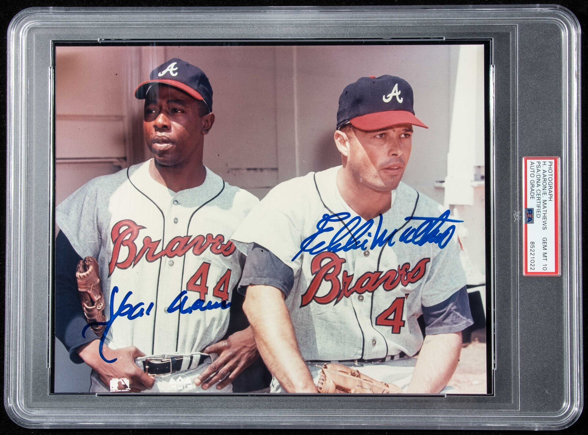 Hank Aaron and Eddie Mathews autographed 8"x10" photograph (PSA Gem Mint 10)