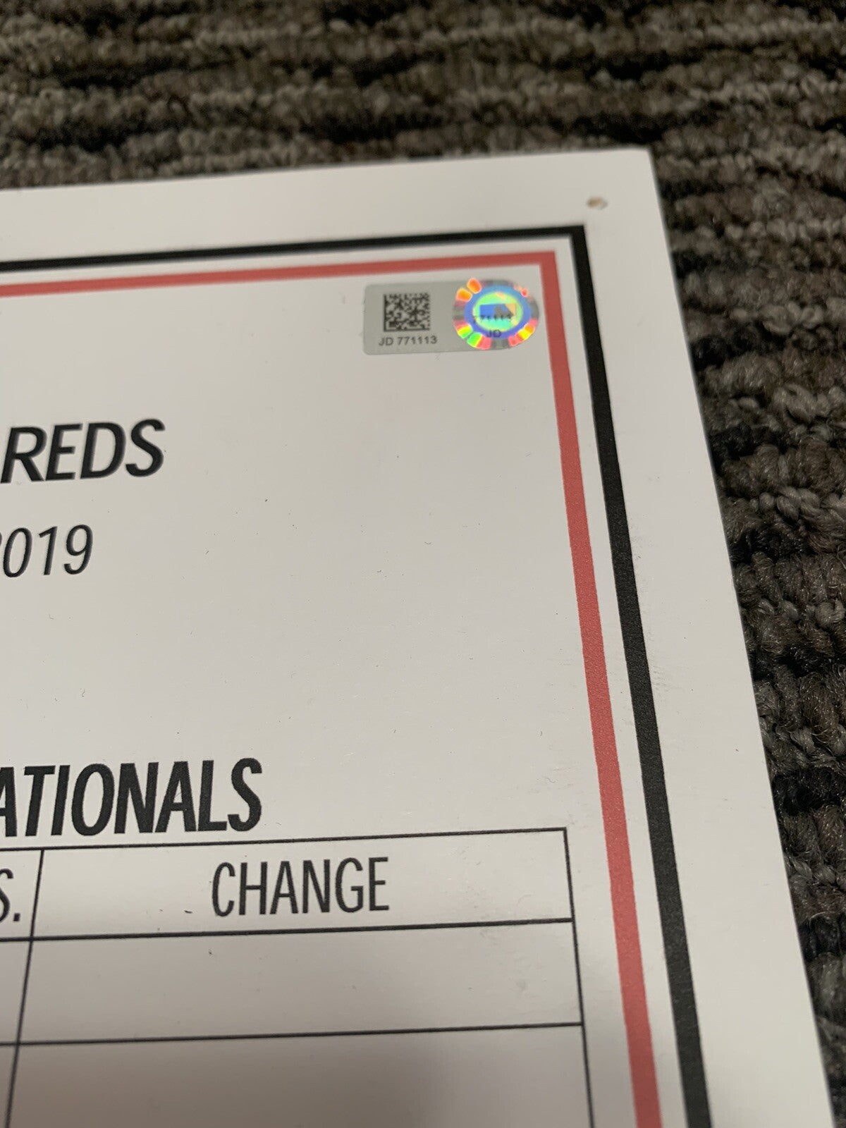 Cincinnati Reds Washington Nationals Lineup Card May 31, 2019 Juan Soto HR