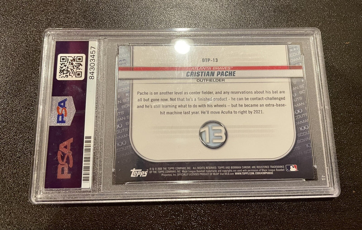 Cristian Pache Atlanta Braves Bowman Chrome 2020 BTP-13 Auto PSA 10