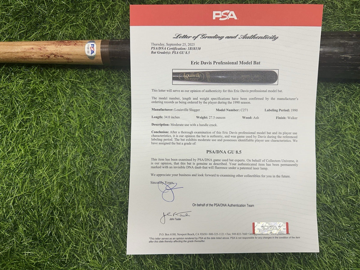 1990 Eric Davis Game Used Bat PSA/DNA GU 8.5 Cincinnati Reds World Series Season