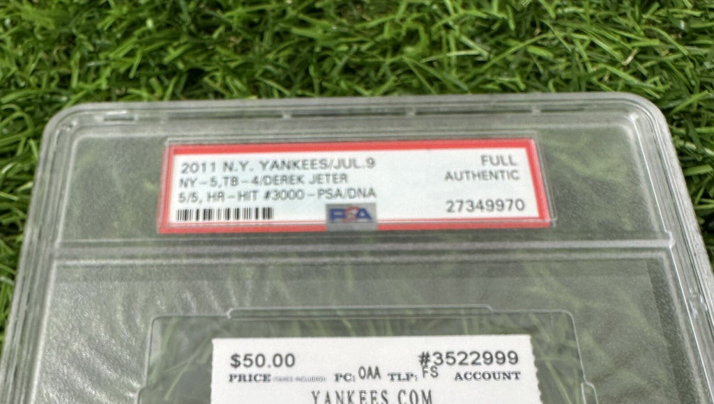 Derek Jeter New York Yankees Signed Ticket Stub Career Hit 3000 PSA Auth Auto
