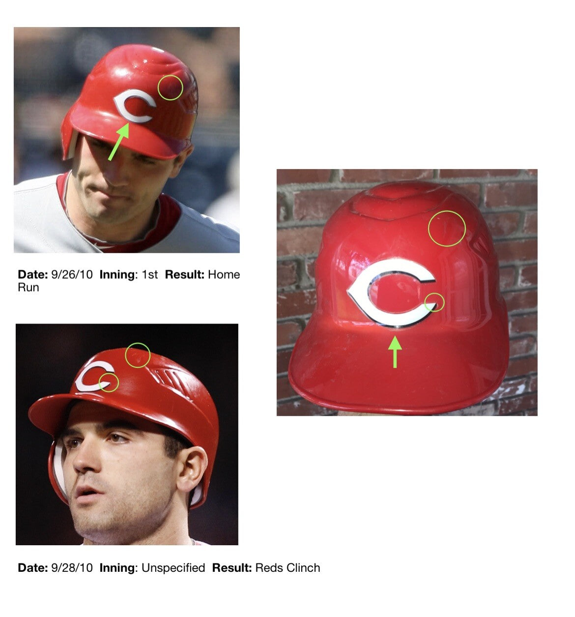 Joey Votto Cincinnati Reds Game Used Helmet 2010 “NL MVP Season” MLB Auth Match