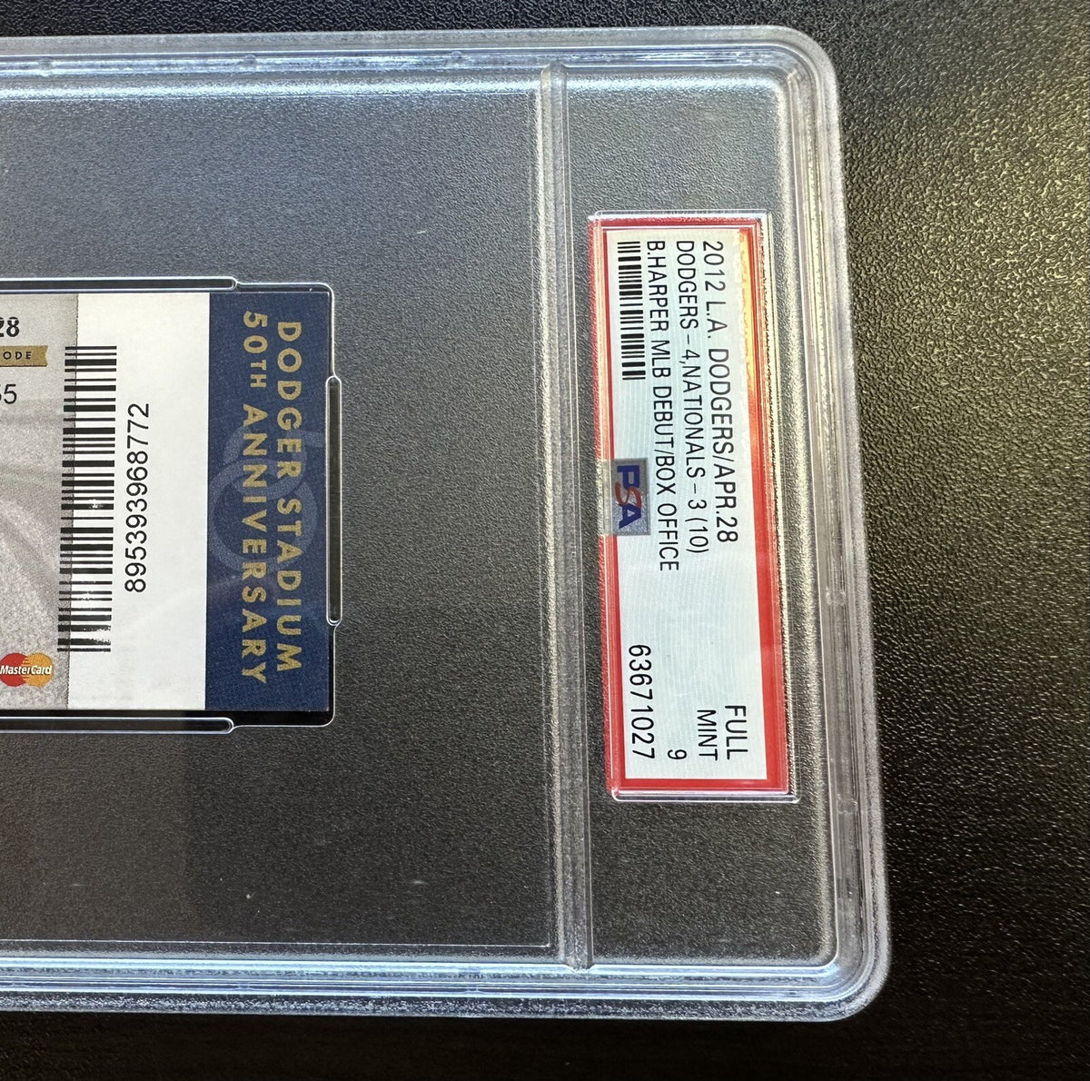 Bryce Harper MLB Debut Ticket Washington Nationals 4/28/2012 PSA MINT 9 – Pop 4