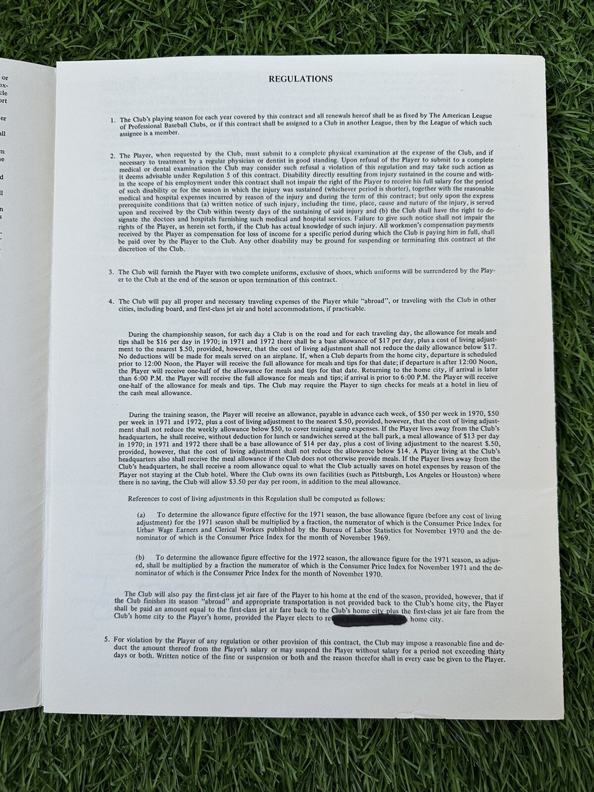 Bert Blyleven 1973 Minnesota Twins MLB Player Contract 1st ASG Year Blyleven LOA
