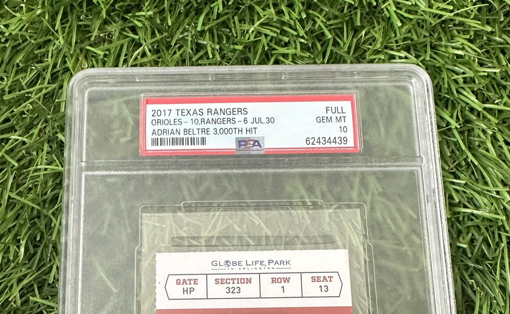 Adrian Beltre Texas Rangers 3000th Hit 7/30/2017 Full Ticket  PSA 10
