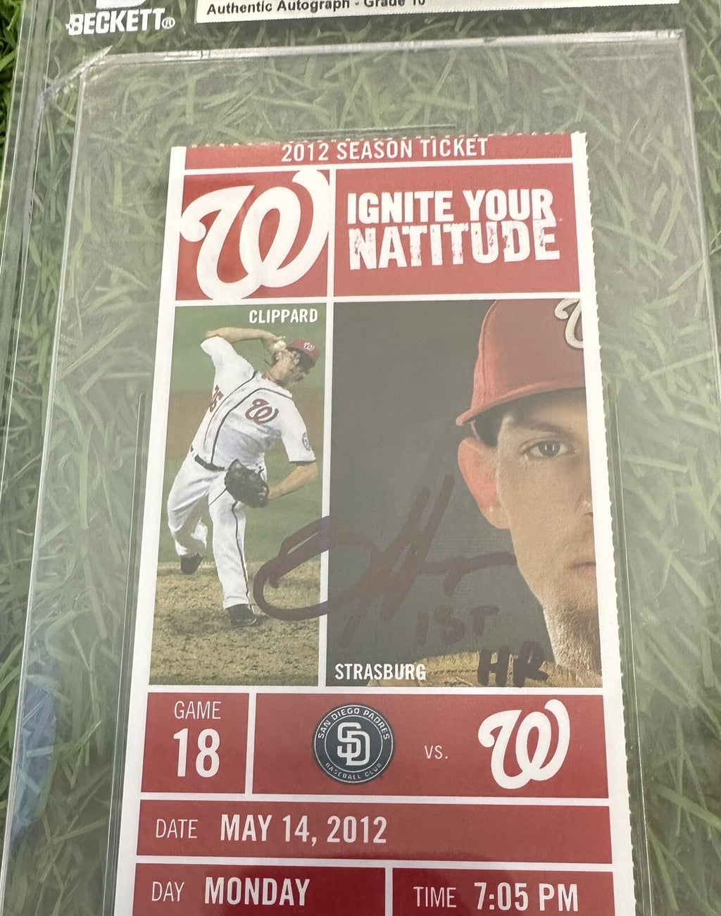 Bryce Harper Game Used Ticket “1st Career HR” BAS 10 Auth MLB Auth