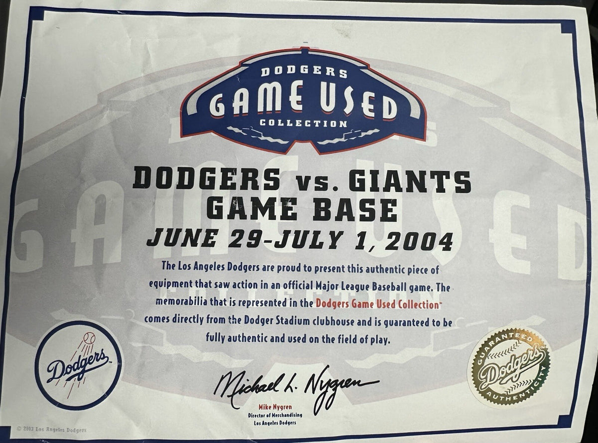 Barry Bonds SF Giants Game Used Base Career HR’s 678/679 Signed Dodgers LOA