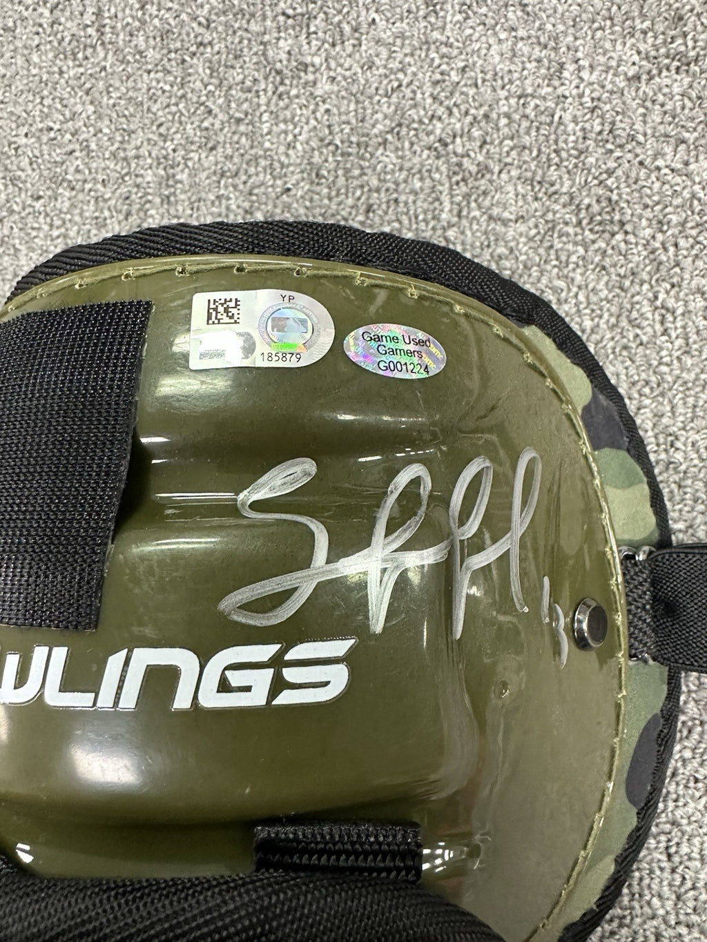 Salvador Perez Rawlings Game Used Shin Guards 2024 Memorial Day MLB Auth Signed