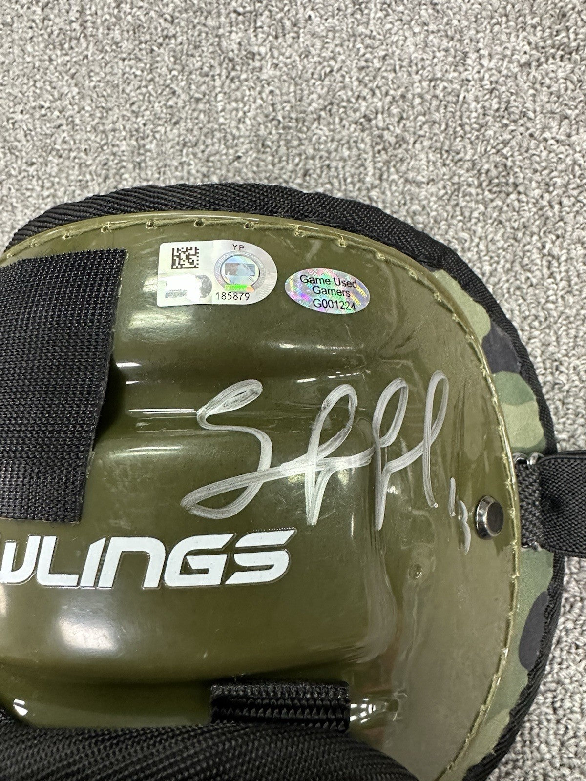 Salvador Perez Rawlings Game Used Shin Guards 2024 Memorial Day MLB Auth Signed