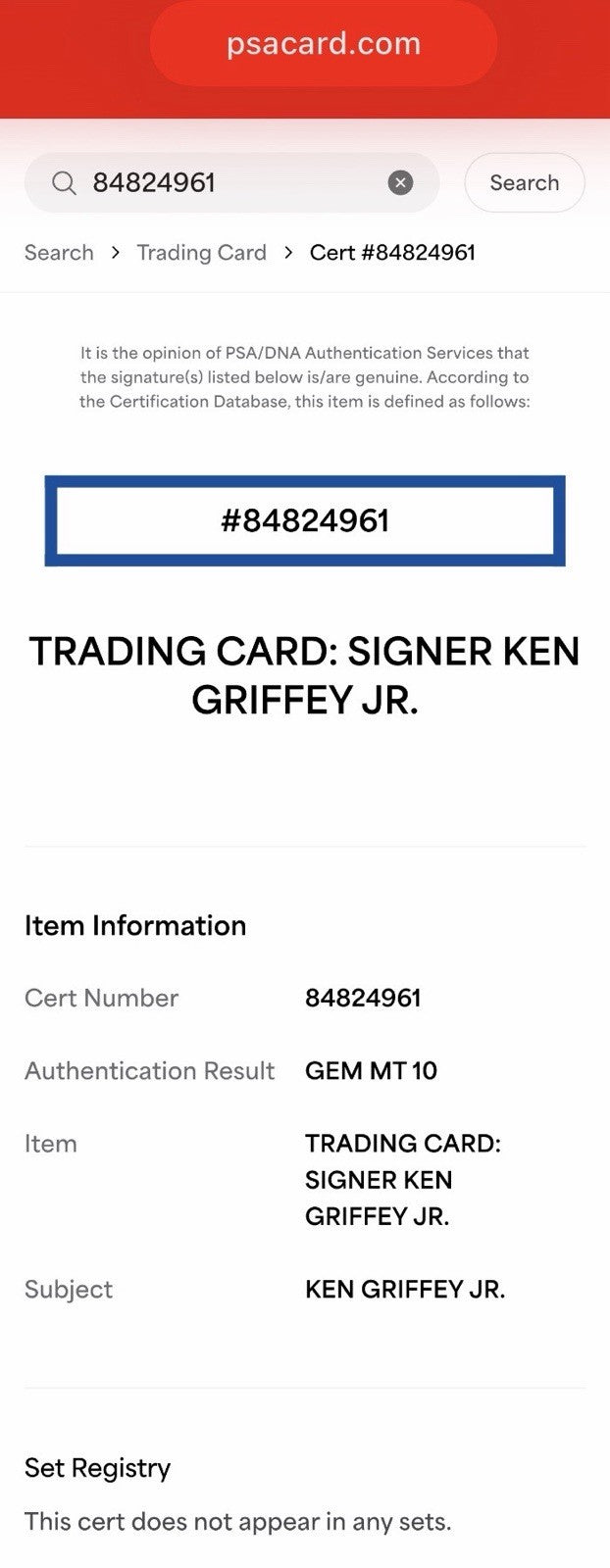 Ken Griffey Jr. 1989 Fleer #548 Signed Rookie Baseball Card Auto PSA/DNA 10