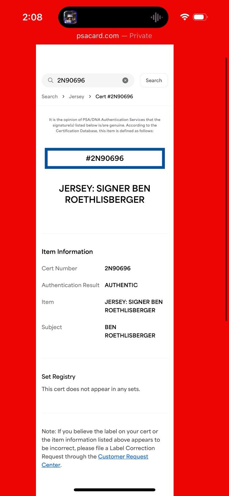 Ben Roethlisberger Pittsburgh Steelers Player Issued Jersey 2018 Signed PSA/DNA