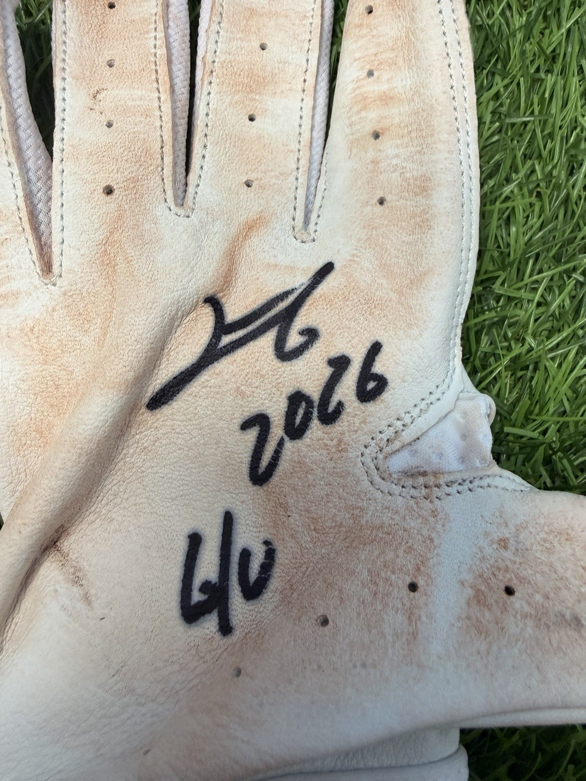 Junior Caminero Game-Used & Signed Adidas White Batting Gloves – 2026 GUG LOA