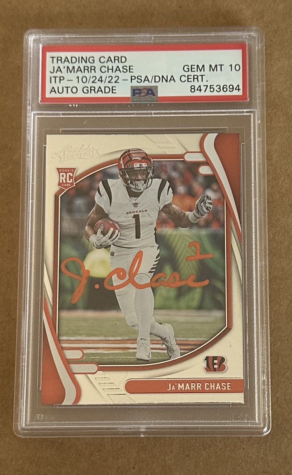 Jamarr Chase Panini #105 Rookie Card Signed Witnessed Auto PSA 10 2021
