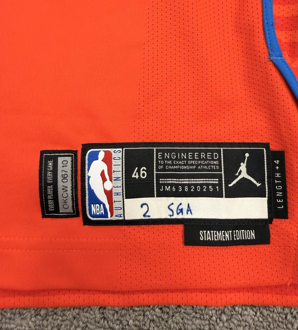 Shai Gilgeous-Alexander Signed OKC Player-Issued Statement Jersey Thunder LOA