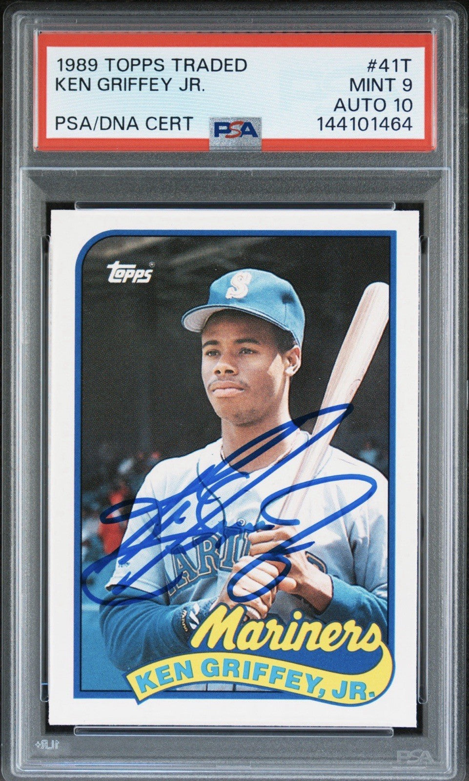 Ken Griffey Jr. 1989 Topps Traded #41T Signed Rookie Baseball Card PSA/DNA 9/10