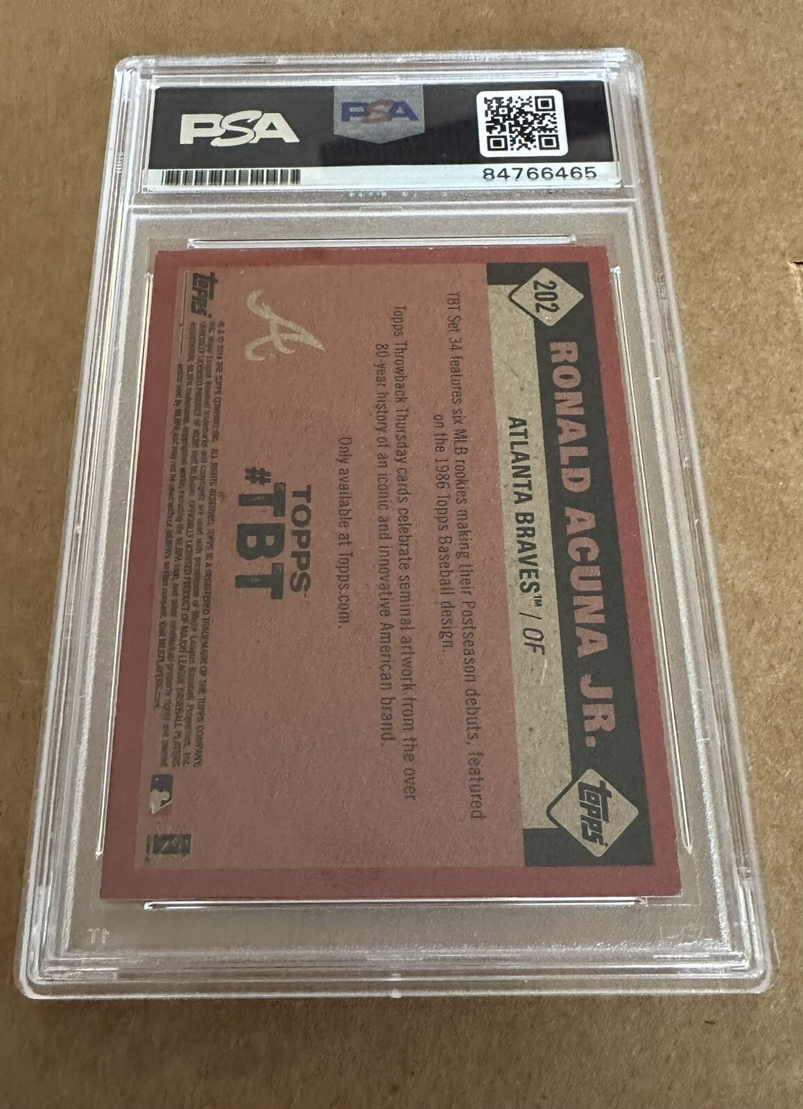 Ronald Acuna Jr. 2018 Topps Throwback Thursday #202 Signed PSA 10 Auto 