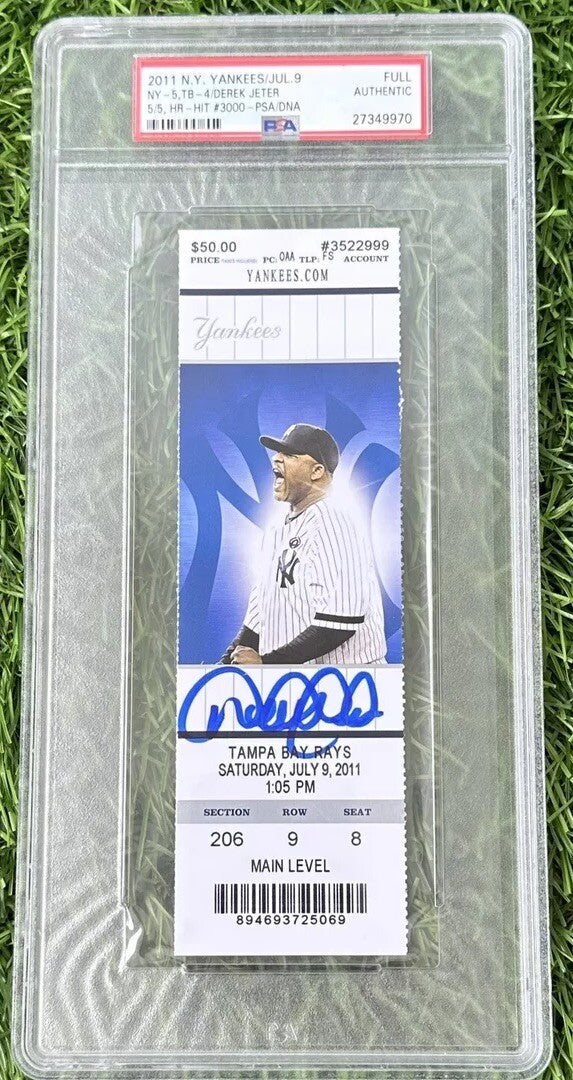 Derek Jeter New York Yankees Signed Ticket Stub Career Hit 3000 PSA Auth Auto