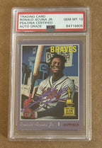 Ronald Acuna Jr. Topps Heritage Chrome Purple Refractor #THC-500 Signed PSA 10