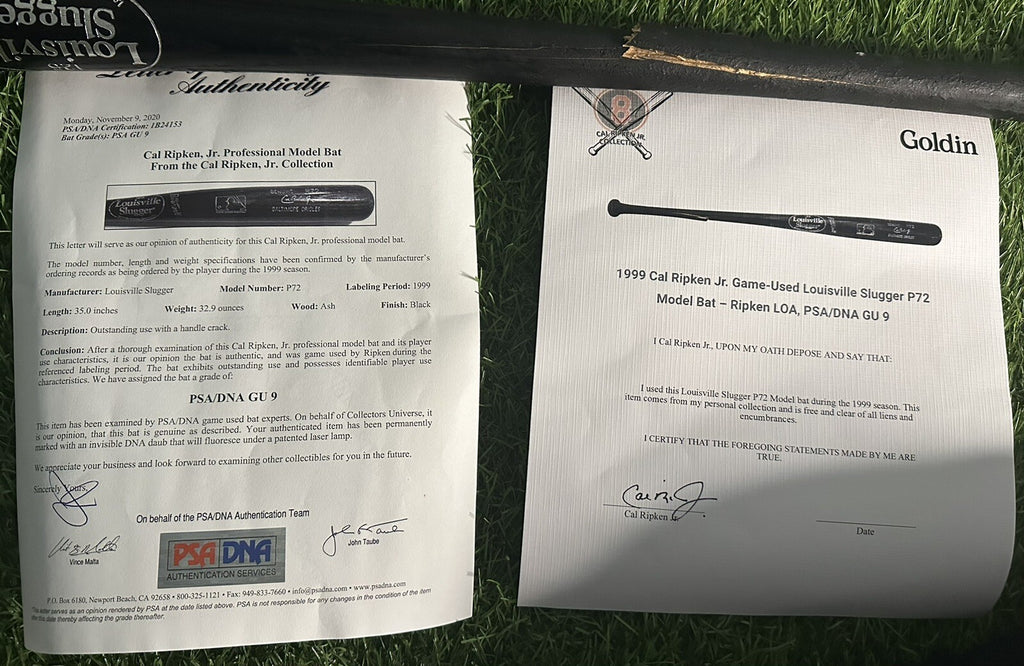 Cal Ripken Jr. Baltimore Orioles Game Used Bat 1999 PSA/DNA GU 9 Ripken LOA