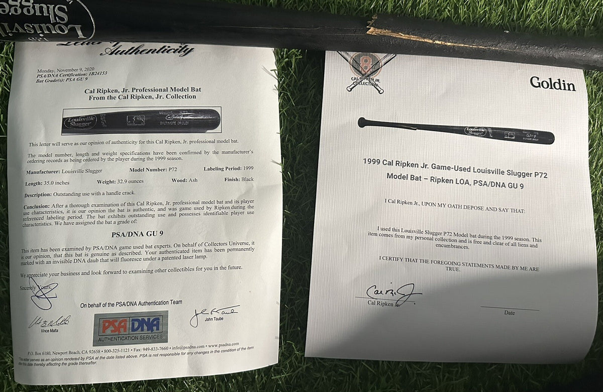 Cal Ripken Jr. Baltimore Orioles Game Used Bat 1999 PSA/DNA GU 9 Ripken LOA