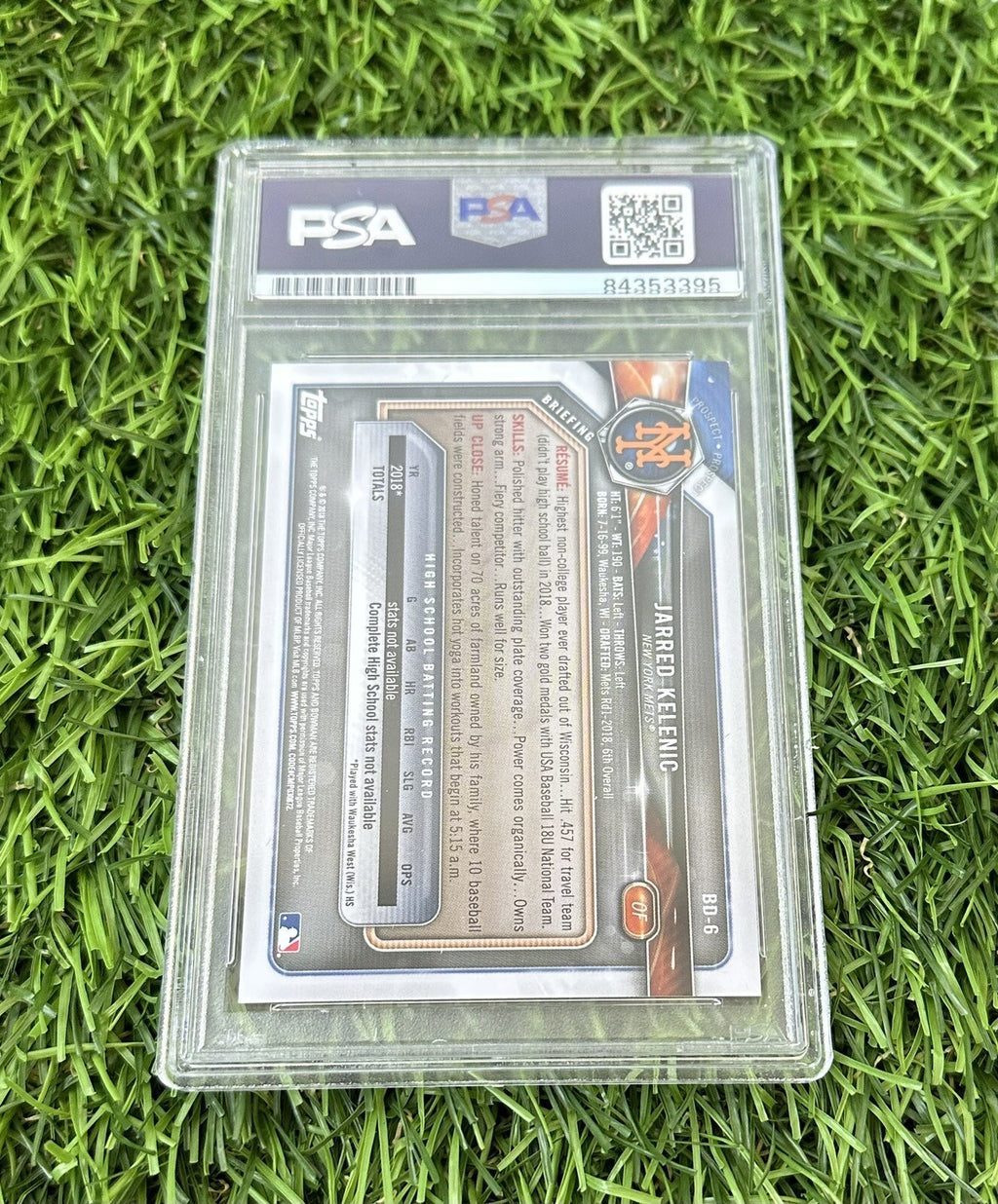 Jarred Kelenic Bowman Chrome 1st Bowman 2018 BDC-6 Signed Auto PSA 10