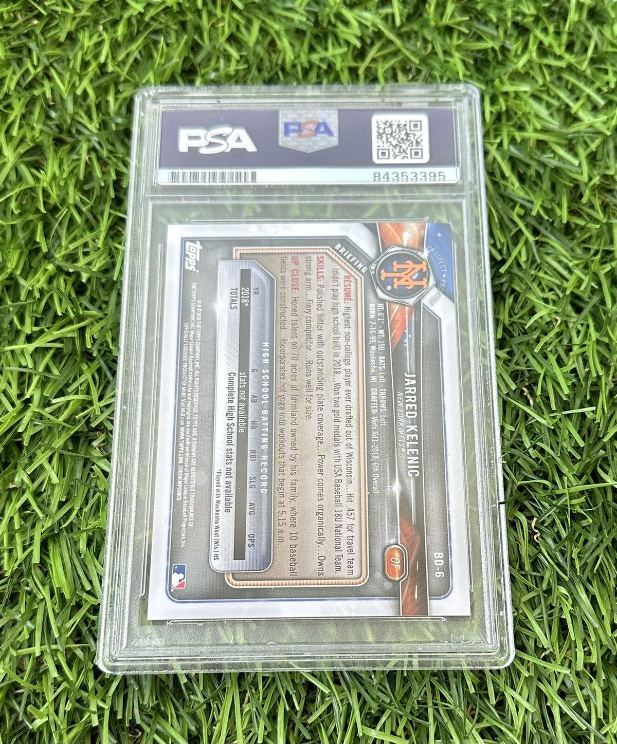 Jarred Kelenic Bowman Chrome 1st Bowman 2018 BDC-6 Signed Auto PSA 10