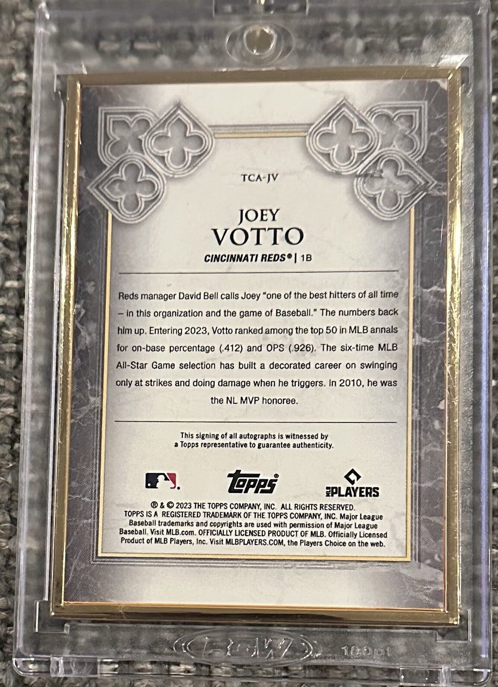 Joey Votto Topps Transcendent 2023 Baseball Card TCA-JV Signed #’ed 1/1