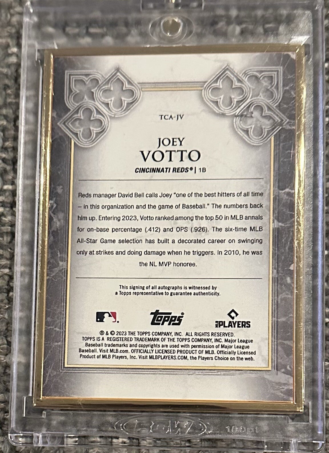 Joey Votto Topps Transcendent 2023 Baseball Card TCA-JV Signed #’ed 1/1