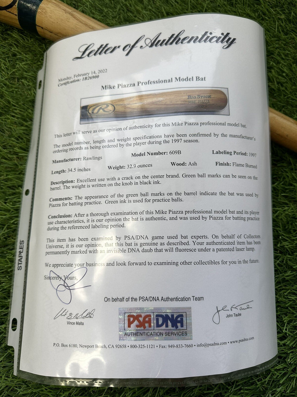 Mike Piazza Oakland A’s Game Used Bat 2007 PSA  Auth