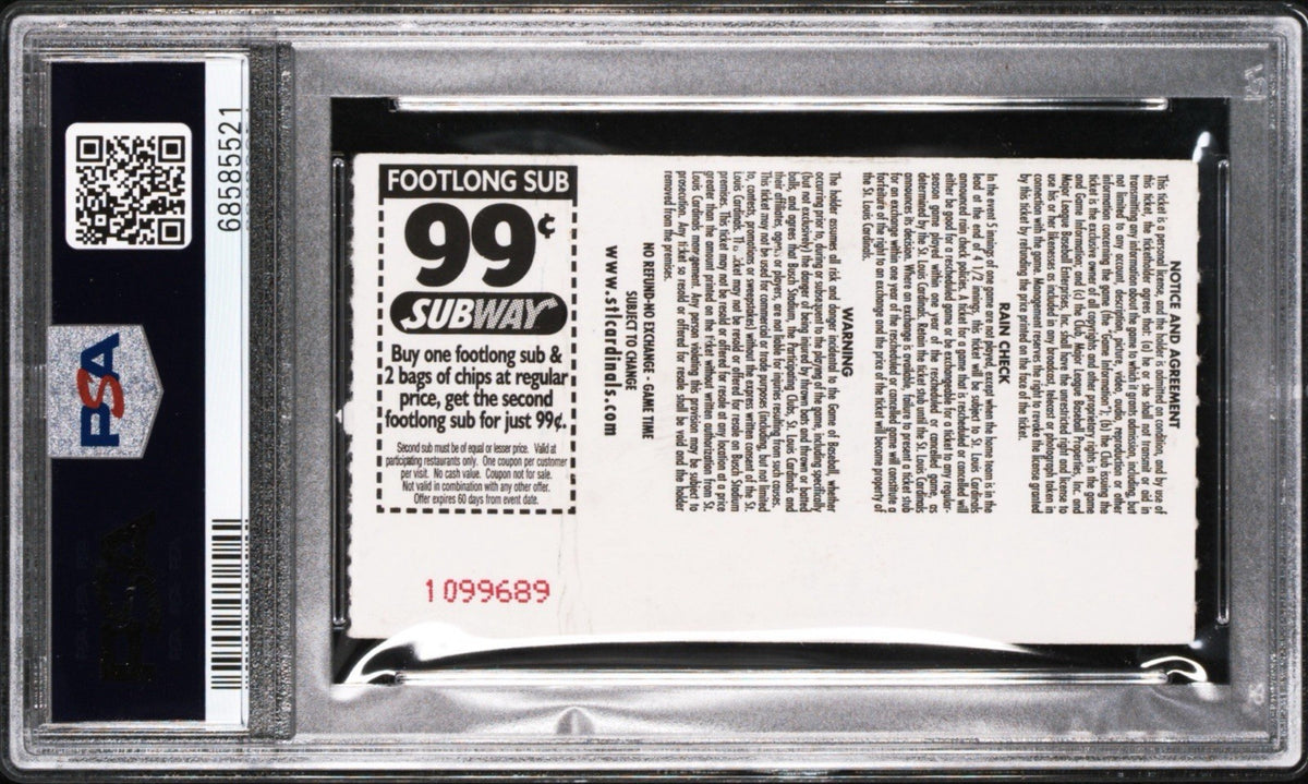 Ken Griffey Jr. Signed 500th Career Home Run Ticket Stub 6/20/04 PSA 9 Auto
