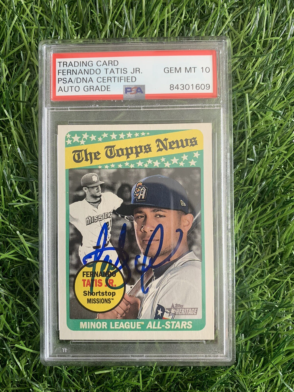 Fernando Tatis Jr. Signed 2018 Topps Heritage “PSA 10” Error Card - See back