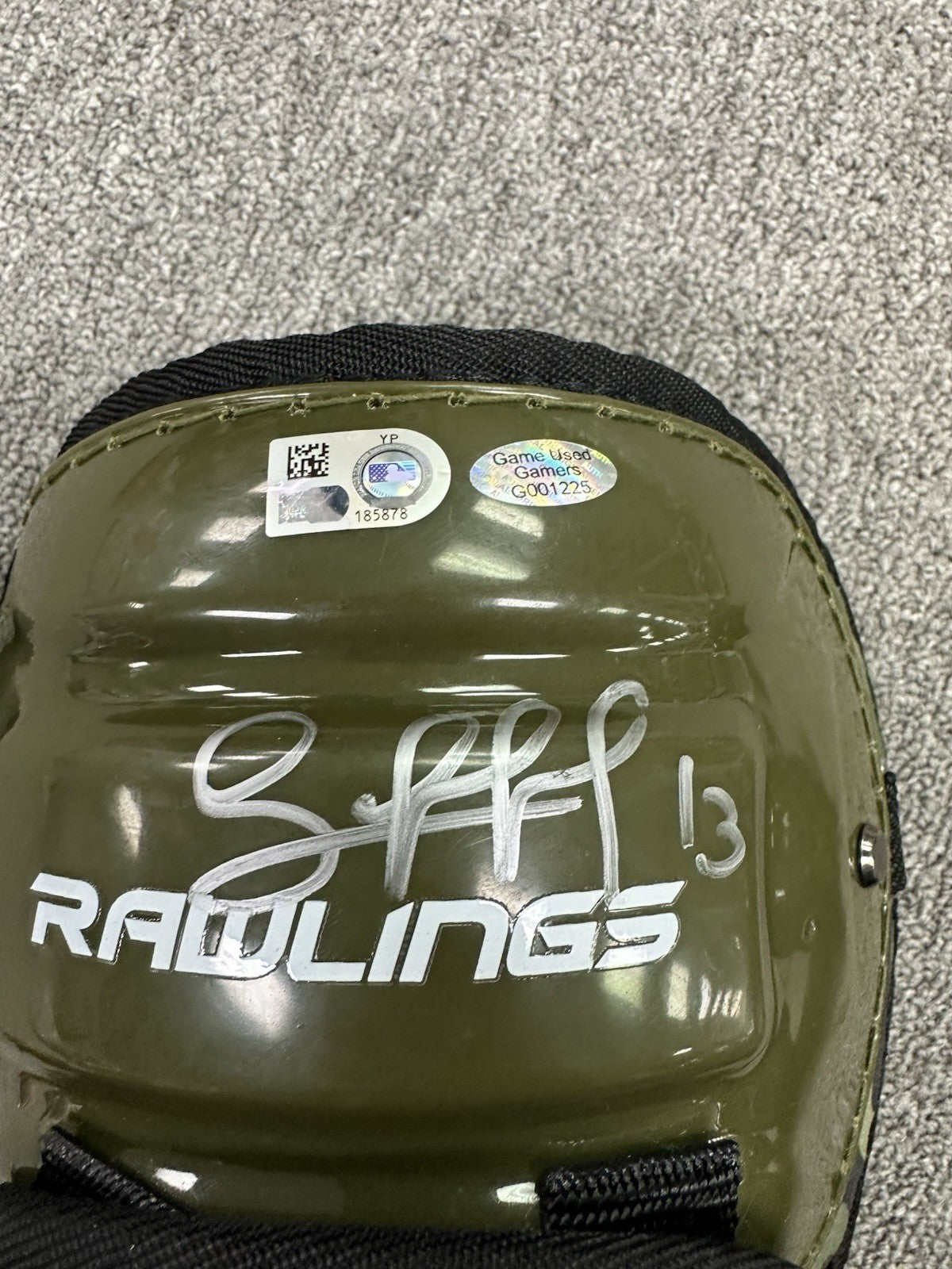 Salvador Perez Rawlings Game Used Shin Guards 2024 Memorial Day MLB Auth Signed