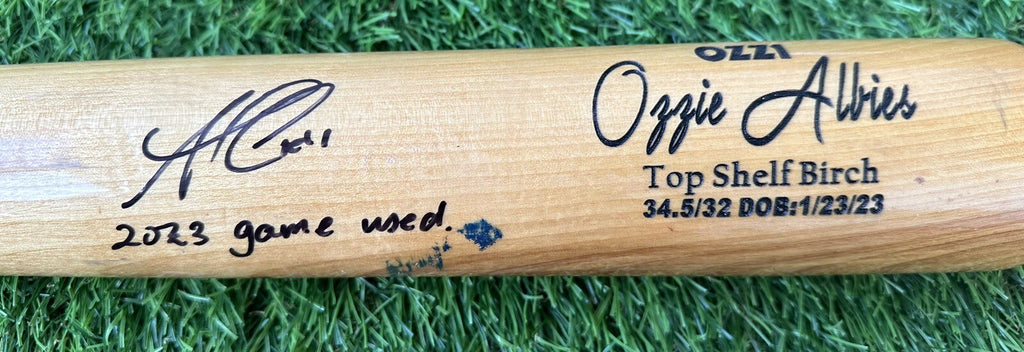 Ozzie Albies Atlanta Braves Game Used Bat Birdman 2023 Uncracked GUG LOA