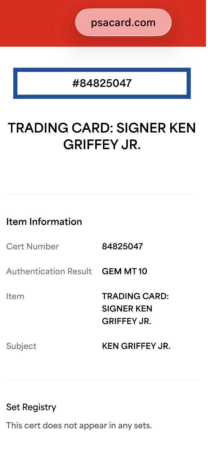 Ken Griffey Jr. 1989 Fleer #548 Signed Rookie Baseball Card Auto PSA/DNA 10