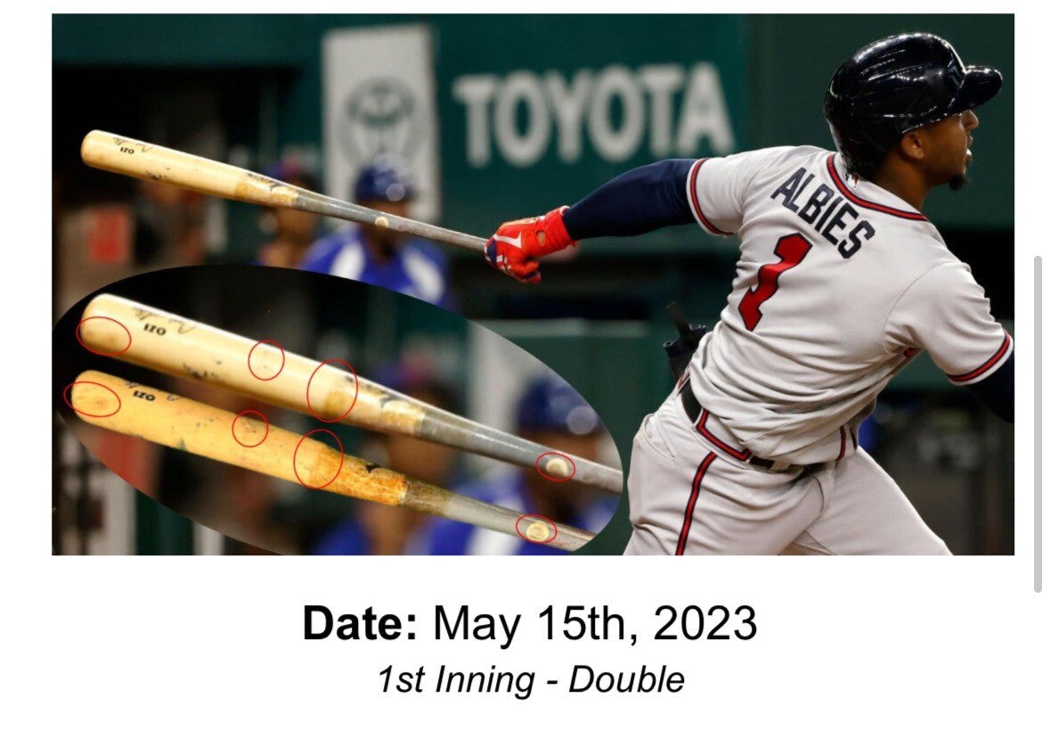 Ozzie Albies Atlanta Braves Game Used Bat Birdman 2023 Career HR 108 MLB Auth