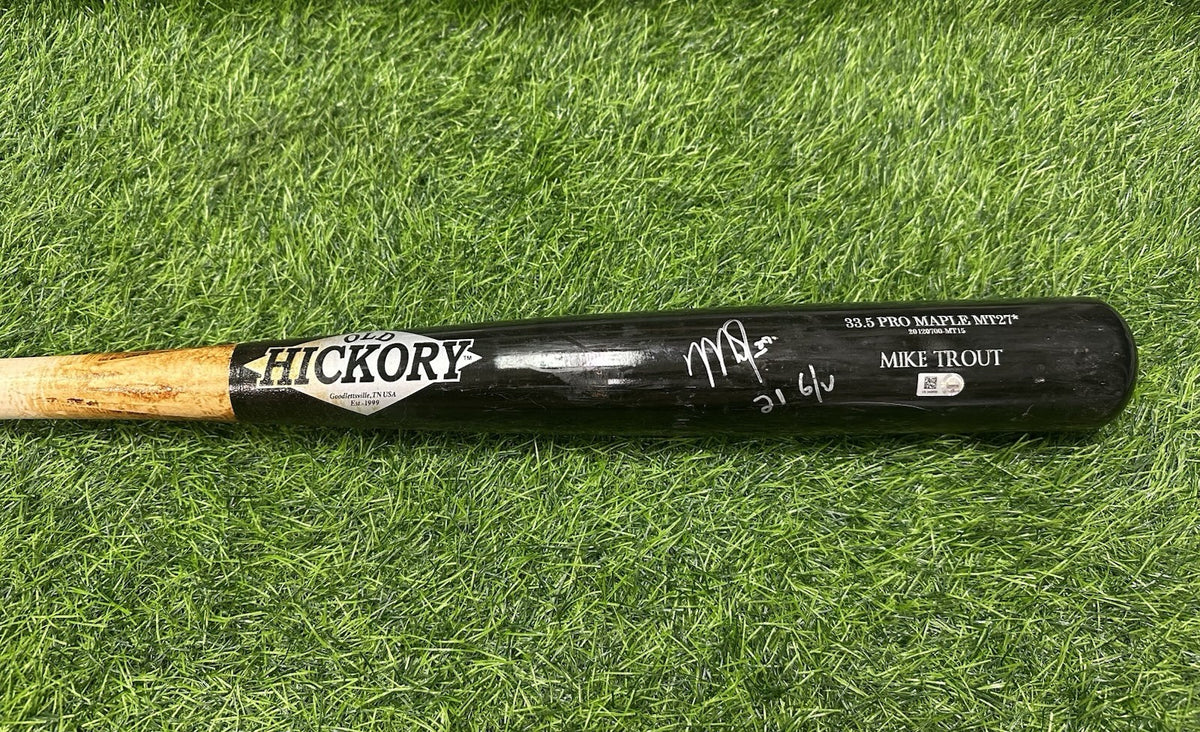 Mike Trout Angels Game Used Bat Signed 2021  Anderson LOA MLB Auth 2 Hits
